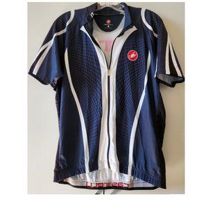 Castelli Cycling Jersey Mens 3XL Blue & Black Biking Full Zip 3 Back pockets